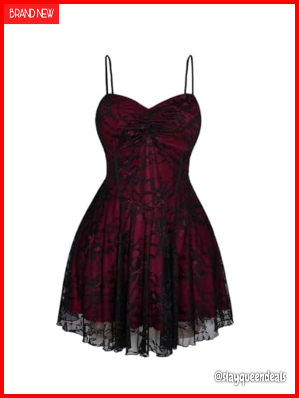 Plus Size Lace Gothic Dress Grunge Ruched Mini Sundress